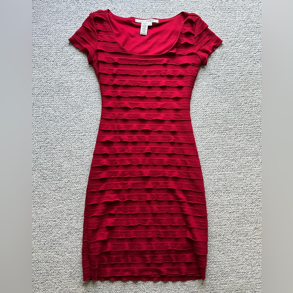 Max Studio red form fitting dress